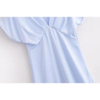 Elegante Vestido de Satén de Verano Cintura A-line para Mujeres 2025 Manga Corta Cuello en V - details 10