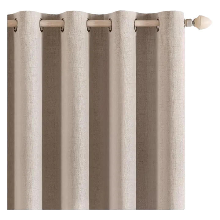 Cortinas Opacas de Lino 140 x 280 cm Aislantes Térmicos con Ojales Protección contra el Frío - 1