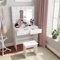 Maquillaje con Hollywood LED Espejo 2 Cajones Grans y Taburete 80x40x140cm (Gris) - details 17