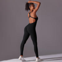 Body de Yoga de una pieza, conjunto de pantalones sin costuras, levantamiento de glúteos, Espalda descubierta, ropa sin mangas - details 8