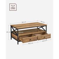 Mesa Café Industrial Diseño de X en Acero 2 Cajones y Estante Abierto 100 x 55 x 45 cm - details 4