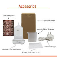 Humidificador de aire ultrasónico de 100ML con difusor de aceite esencial y luz LED de 7 colores tubo largo de cobre rojo loto protección contra sobrecalentamiento - details 8