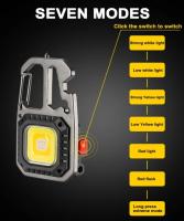Mini llavero LED portátil, luz de trabajo, linterna de bolsillo, recargable por USB, luz de acampada al aire libre con martillo - details 2