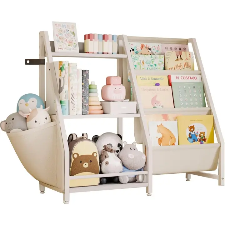 Estantería de Libros para Niños de Gran Capacidad 3 Niveles de Almacenamiento Diseño Blanco - 1