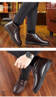 Zapatos casuales de algodón de cuero de caña alta antideslizantes de terciopelo cálido de invierno para hombres - details 3