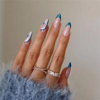 24Pcs Uñas Postizas Acrílicas Removibles En Estilo Almendrado Multicolor Con Ondas Para Fiesta Uñas Postizas Glossy Y Impermeables - details 7