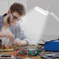 5 lupas dioptrías, lámpara cosmética de trabajo, lámpara de lupa cosmética LED con soporte, lupa de pie para salón de belleza, esteticistas y aficionados - details 4