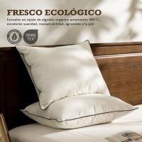 Plumón de plumas orgánico almohadas 50x75 Paquete de 2 Unidades, Lujosa almohada para dormir de hotel de 3 cámaras, Almohada 50x75 cm plumón con funda 100% algodón y relleno de plumón de ganso, Blanco - details 2