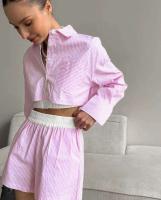 Conjunto de Moda para Mujer de Primavera 2024 Camisas de Manga Corta y Larga con Rayas Shorts - details 2