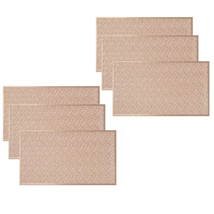 6 tapetes rectangulares tejidos para mesa, antideslizantes, de 18.0 x 12.0 in, texturizados, a prueba de arañazos, de PVC, para decoración del hogar, cocina, color rosa - 1