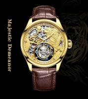 Reloj Mecánico de Lujo AESOP Skeleton Tourbillon Dorado Reloj Automático Impermeable con Correa de Cuero Categoría de Formal para Hombres - details 2