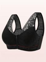 Conjunto de 3 Sujetadores Tipo Tank con Cremallera Frontal de Talla Grande, Sujetadores de Moda para Mujer sin Anillo de Acero, Sujetador Suave con Patrón de Comodidad y Efecto Push Up, Set de 3 Piezas - details 4