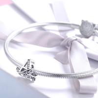 Dijes de letras de Plata de Ley 925 para pulseras Pandora, cuentas iniciales del alfabeto, regalo de joyería para mujer - details 0
