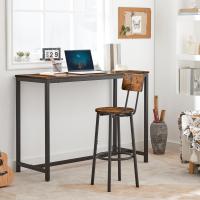 Juego de dos taburetes de bar con respaldo, taburete con reposapiés, silla alta para cocina, salón, bar, patas ajustables, fácil montaje, color vintage marrón y negro - details 3