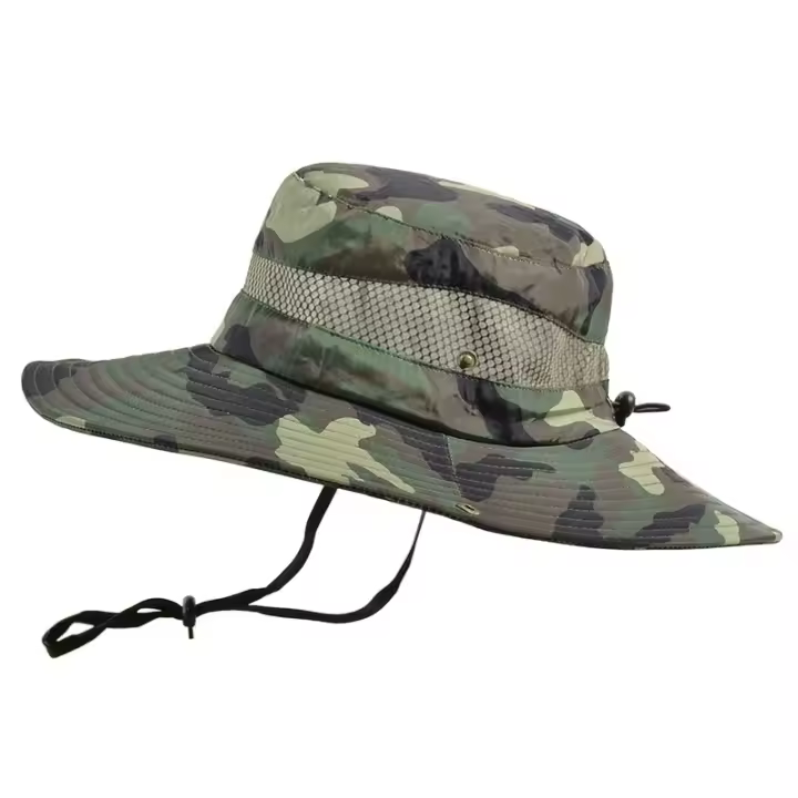 Sombrero de cubo de camuflaje para hombres, senderismo al aire libre, ciclismo, Safari, gorra con visera transpirable, gorra para hombres y mujeres, sombrero con protección solar de verano - 1