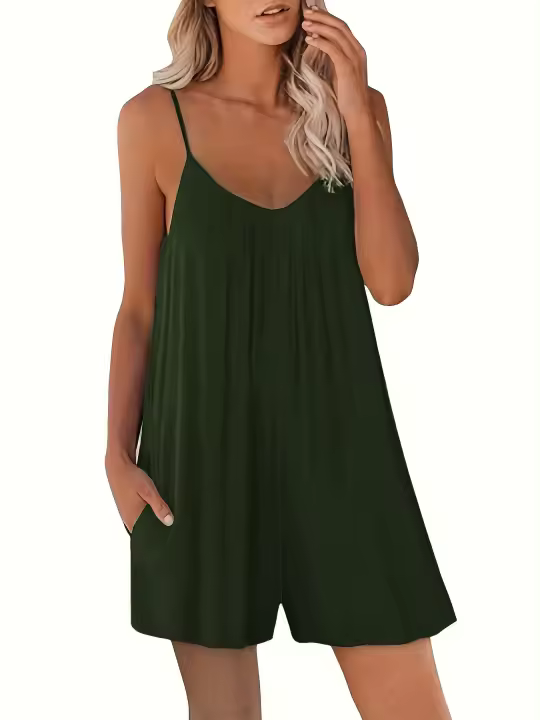 Mono informal con bolsillos para mujer, camiseta sin mangas para primavera y verano - 1