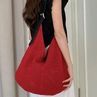 Bolso de hombro, bolso de punto ahuecado, bolso de hilo de algodón, bolso de mano de ganchillo, bolso de paja de playa bohemio de gran capacidad para estudiantes - details 4