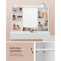 Tocador Moderno con Luces LED Ajustables Mesa de Maquillaje con Espejo Compartimentos Abiertos - details 12