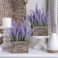 10 paquetes de flores falsas, lavanda artificial, plantas sintéticas de plástico para decoración del hogar, boda, cocina, jardín, patio, porche, ventana, centros de mesa de oficina, decoraciones para interiores y exteriores, color púrpura - details 4