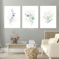 Póster de pared nórdico, hojas para pinturas, planta verde, decoración para dormitorio, sala de estar, póster moderno - details 0