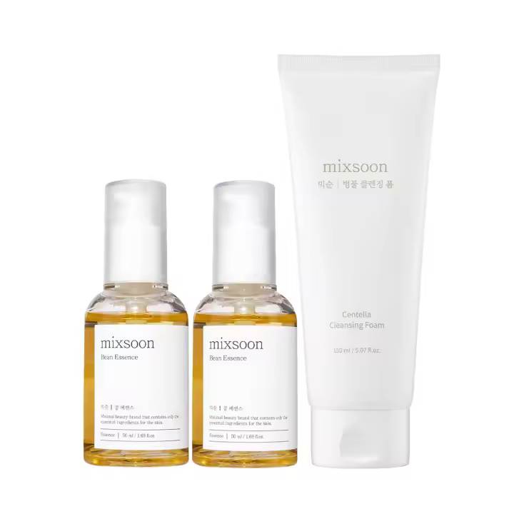 Mixsoon Centella Espuma limpiadora 5,07 oz/ 150 ml + Paquete de esencia de frijol 1,69 fl oz / 50 ml - 1