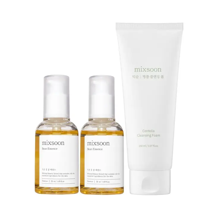 Mixsoon Centella Espuma limpiadora 5,07 oz/ 150 ml + Paquete de esencia de frijol 1,69 fl oz / 50 ml - 1