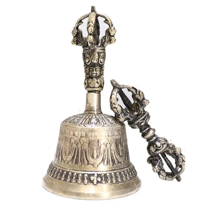 Conjunto de campana Dorje de objetos del Dharma hechos a mano, budista tibetano, decoración del hogar para meditación, oración, Reiki, curación de claridad - 1