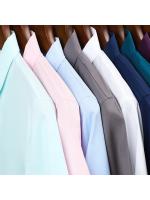 Camisa de manga corta de color sólido informal de negocios para hombres Top cómodo sin planchar - details 16