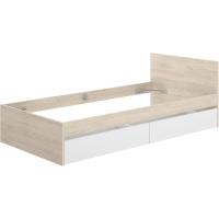 Cama de 90X190 con Dos cajones - Blanco/Natural - 67 x 95,8 x 194,8 - details 2