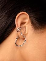 Pendientes Aro Lake - Pendientes en Latón con Acabado Baño de Oro de 18 Kt o en Baño de Rodio - Pendientes Ligeros de Aro con Cierre Tuerca a Presión - details 2