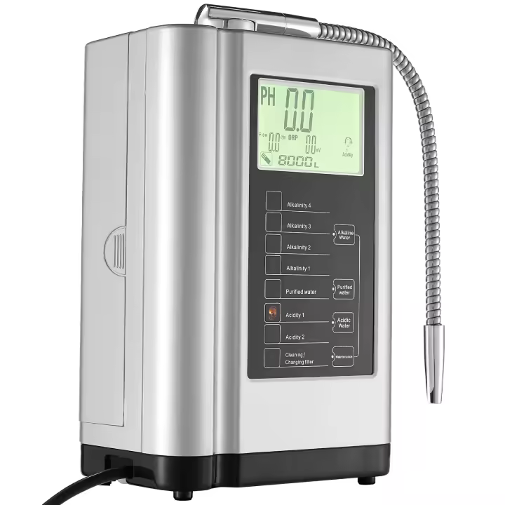 SucceBuy Máquina ionizadora de agua alcalina - Purificador de agua de hidrógeno pH 3.5-10.5 con 7 configuraciones, filtro de 8000 L, autolimpieza, hasta -550 mV ORP, blanco - 1