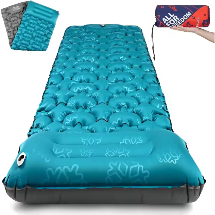 Colchón Inflable Ultraligero para Acampar Individual Portátil con Bomba de Pie - 1