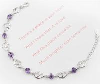 Pulsera de Amor Elegante de Plata Esterlina 925 Joyería Romántica de Corazón Doble Amatista Púrpura para Mujeres Regalo de Joyería de Pulsera de Encanto - details 2