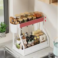Útiles organizadores de 2 niveles debajo del fregadero con ganchos y estante para vasos colgante, estante de baño multiusos, organizador de cocina, estante de almacenamiento para el hogar - details 10