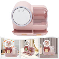 Caja de almacenamiento de maquillaje, rosa, con led, espejo de maquillaje, carga usb, interruptor táctil, Mango exquisito - details 1