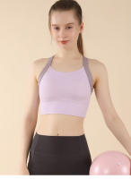 Sujetador deportivo de una pieza con bloques de Color para mujer, sujetador de Yoga para correr de alta intensidad a prueba de golpes, chaleco de Fitness adelgazante de alta elasticidad - details 17