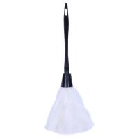 Plumero de plumas de pavo con mango de plástico negro, herramienta de limpieza (blanco), 35cm, 1 unidad - details 0