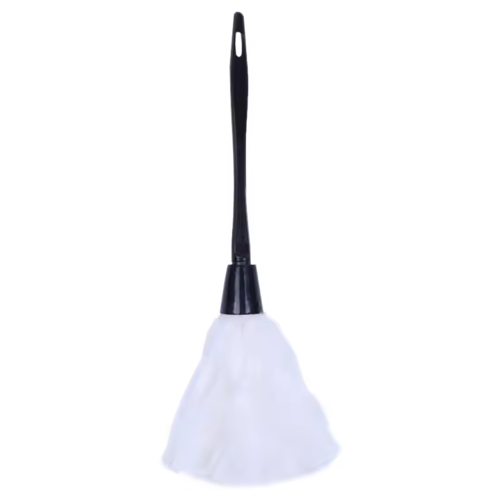 Plumero de plumas de pavo con mango de plástico negro, herramienta de limpieza (blanco), 35cm, 1 unidad - 1