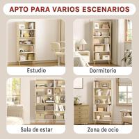 Estantería de 5 Compartimentos Estantería Mara para Libros Estantería Blanca para Biblioteca - details 15