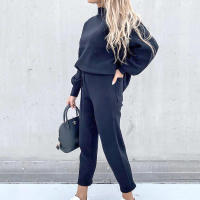 Conjunto de sudadera informal con cuello alto y pantalones pitillo para mujer, ropa deportiva femenina para Otoño e Invierno - details 12