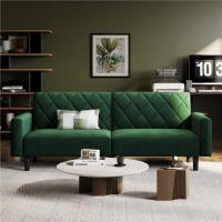 Sofá Plegable Moderno 2 Plazas 159x75.5x73 cm Respaldos Ajustables en 3 Niveles Tela Verde - details 1