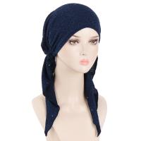 Nuevo sombrero preatado brillante para mujer, Hijab musulmán, turbante, pañuelo para la cabeza de cola larga, gorros, gorro para quimio para la caída del cabello, pañuelos para envolver la cabeza - details 1