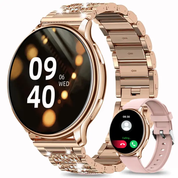 Reloj inteligente de moda con incrustaciones de diamantes para mujer, pulsera con llamadas bluetooth - 1