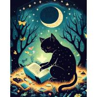 RUOPOTY Cuadro Moderno de Pintura por Números Regalos DIY Gato Negro en Noche con Números para Adultos Artesanías de Pared Decorativas Material de Lienzo Tamaño 40x50cm - details 0