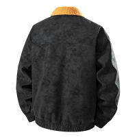 Chaqueta de Cuero para Hombre, Estilo Retro, Forro Polar Sólido, Abrigo Cálido, Nuevo, Cómodo, Informal, con Solapa, Parka de Invierno, Moda Sencilla, Gruesa - details 5