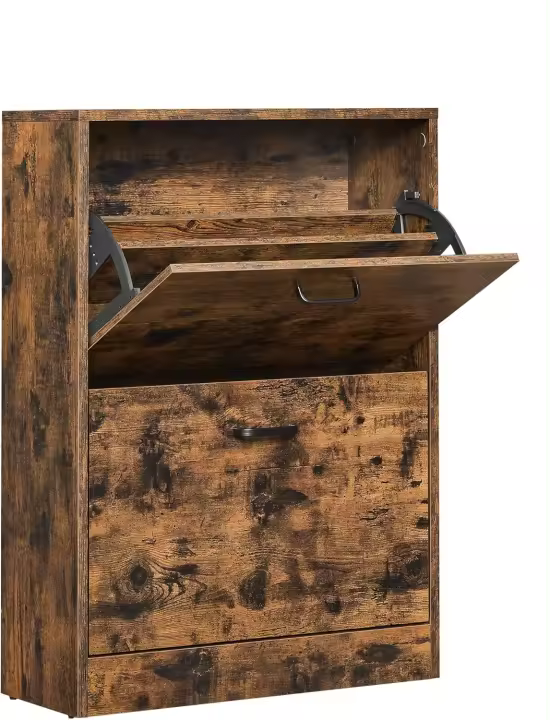 Armario para Zapatos Ajustable de 3 Niveles Diseño de Pasillo con Puerta - 1
