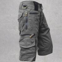 Pantalones cortos con estilo, pantalones cortos tipo cargo de verano de cintura media, pantalones con bolsillo con cremallera que absorben el sudor - details 1