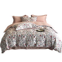Svetanya Juego de Ropa de Cama con Diseño Floral Pastoral en Amarillo y Morado Tamaño Queen y King Algodón Egipcio Ajustable - details 0