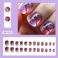 24 uñas postizas cuadradas de color morado francés blanco puro, juego completo, puntas de uñas removibles, venta al por mayor - details 2