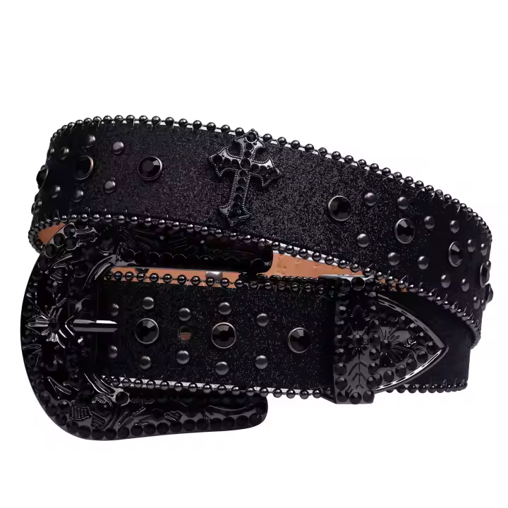 Cinturón de diamantes hecho por el hombre,cinturón de diamantes de imitación de vaquero occidental a la moda para mujer,cinturón - 1